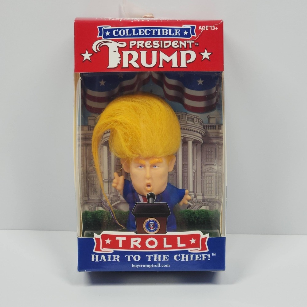 President Trump Troll Collectible Figure Hair To The Chief Boxed 2017 Gag